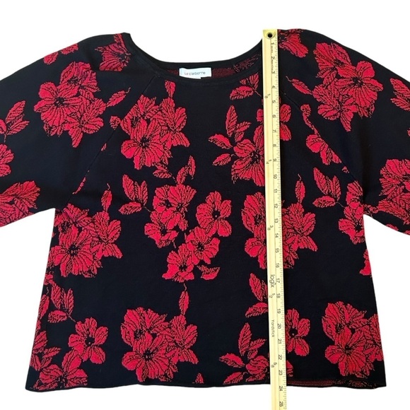 Liz Claiborne Women's Red Black Floral Holiday Winter Fall Sweater Blouse 2XL - Picture 5 of 9